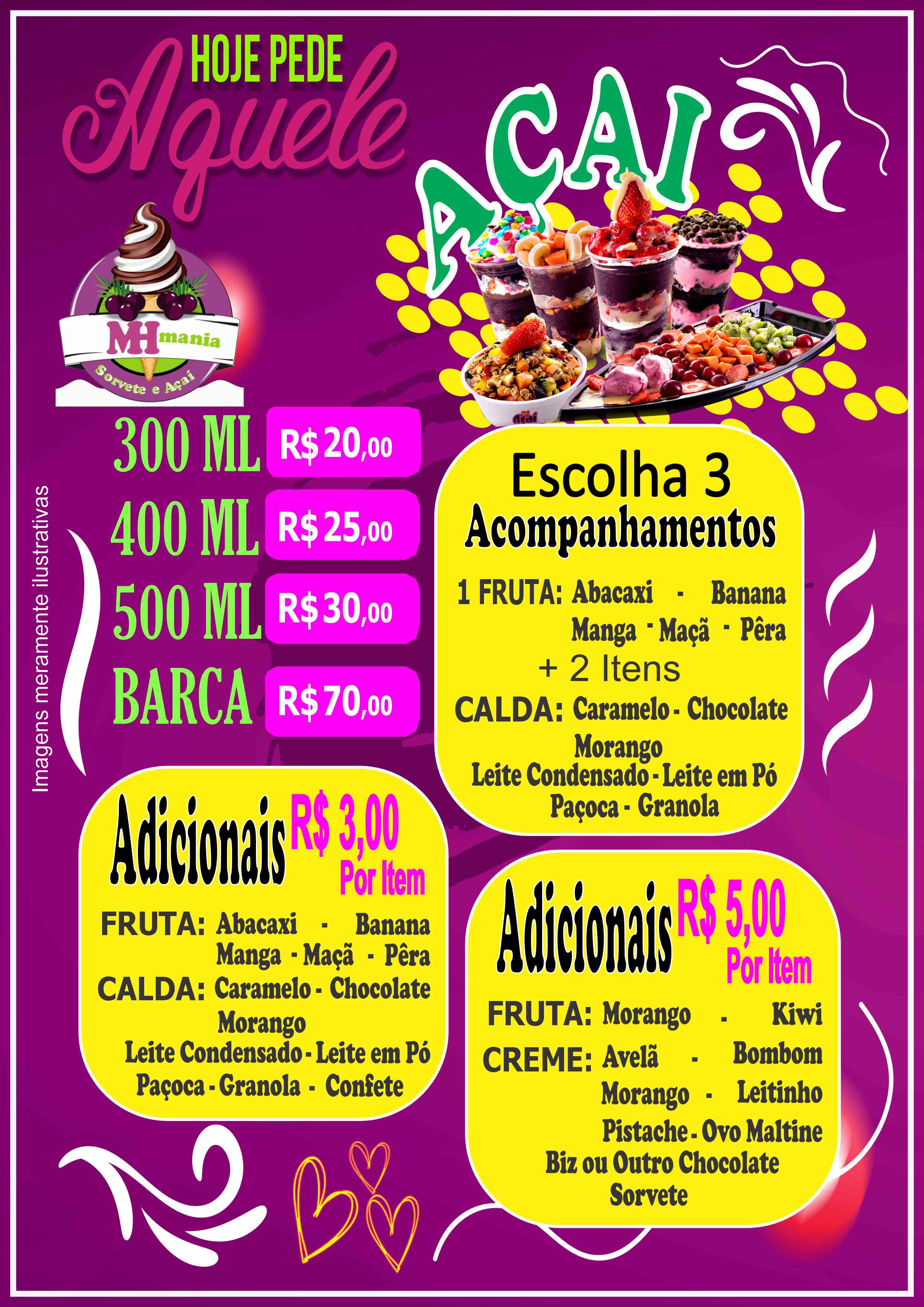Cardápio de Açaí